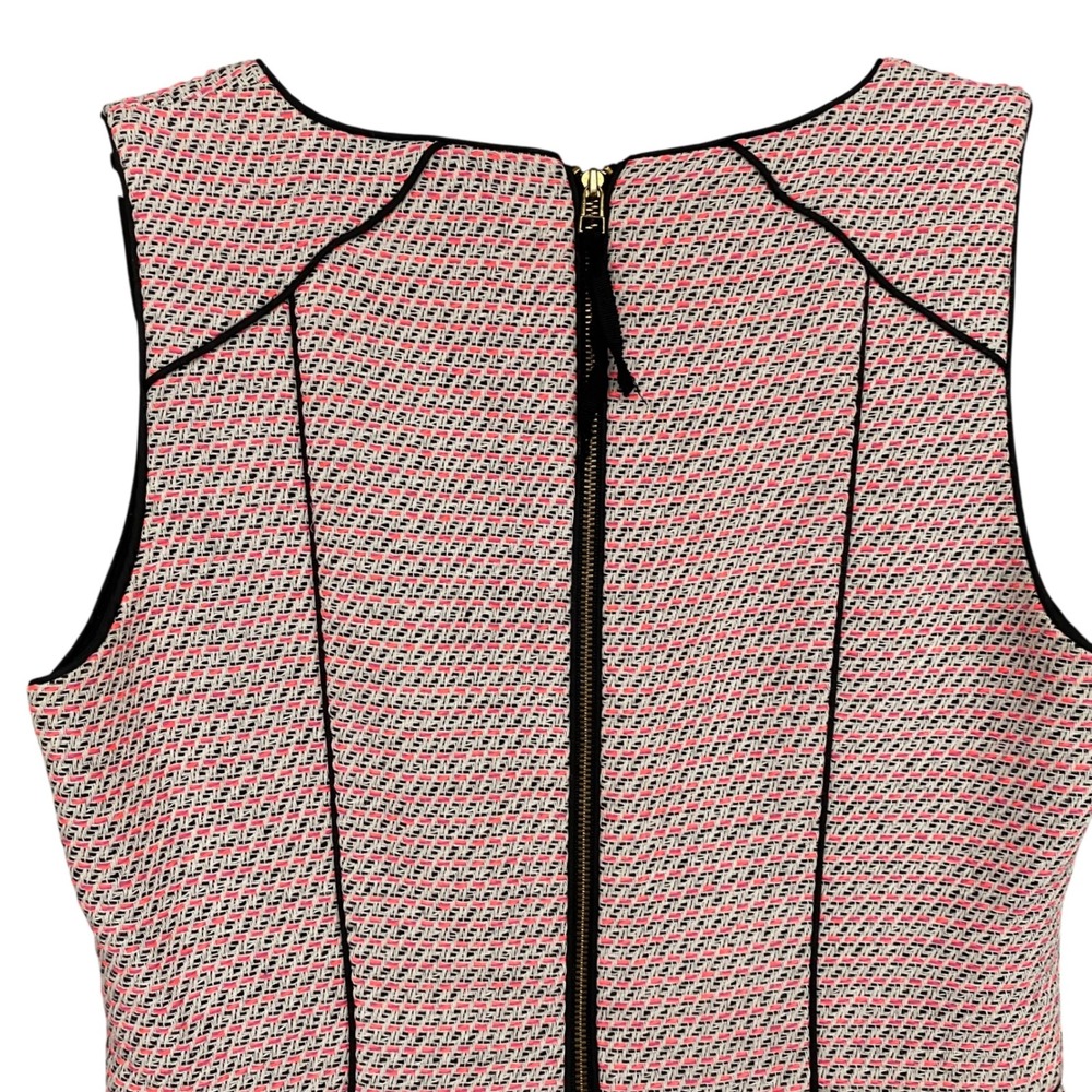 Banana Republic Pink Black Textured V-Neck Fit Flare Dress Pockets Womens 0 - Picture 11 of 13
